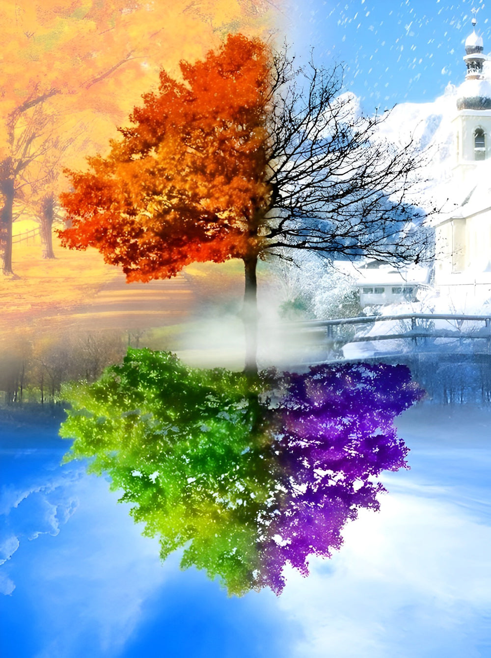 Arbres de Quatre Saisons Broderie Diamant