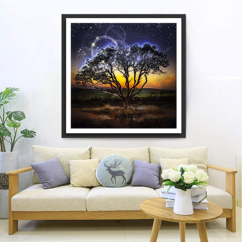 Arbres et Eclairs Broderie Diamant