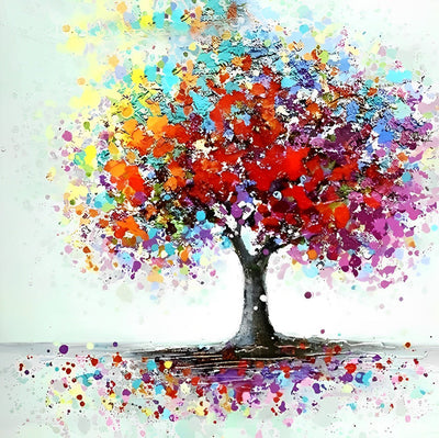 Arbres et Feuilles Colorées Broderie Diamant