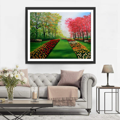Arbres et Fleurs Colorés Broderie Diamant