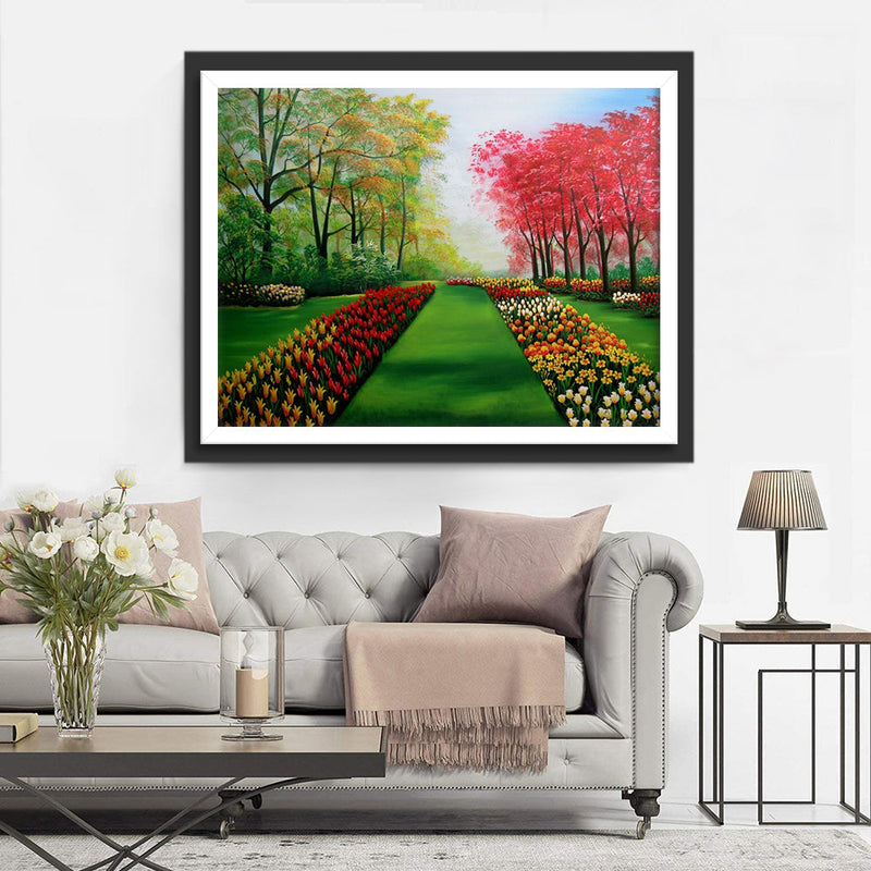Arbres et Fleurs Colorés Broderie Diamant