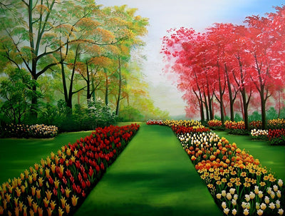 Arbres et Fleurs Colorés Broderie Diamant