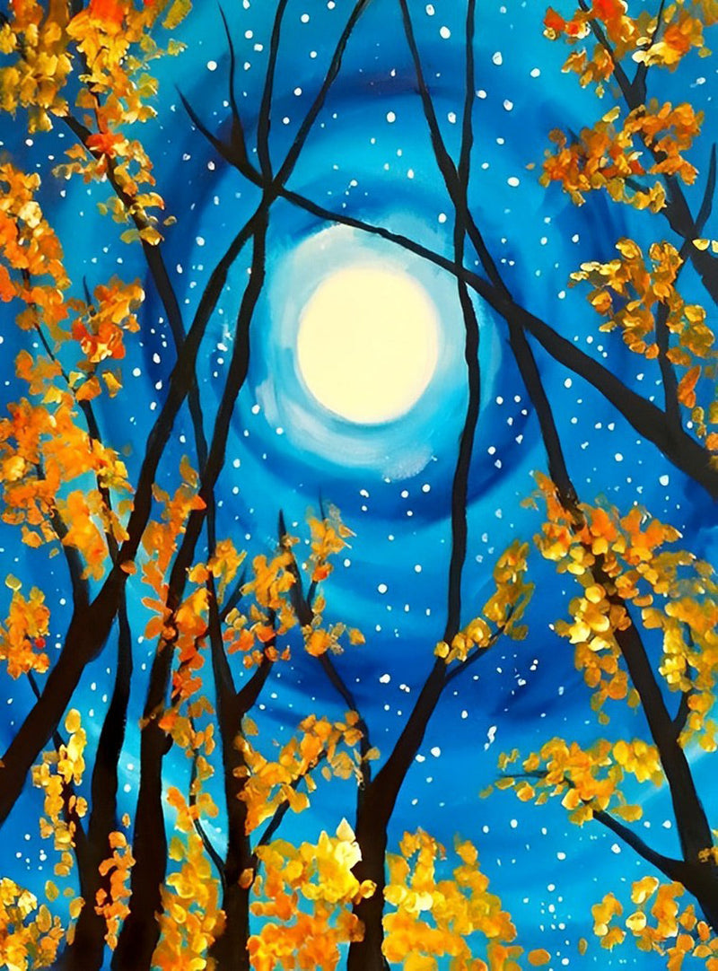 Arbres et la Lune Broderie Diamant