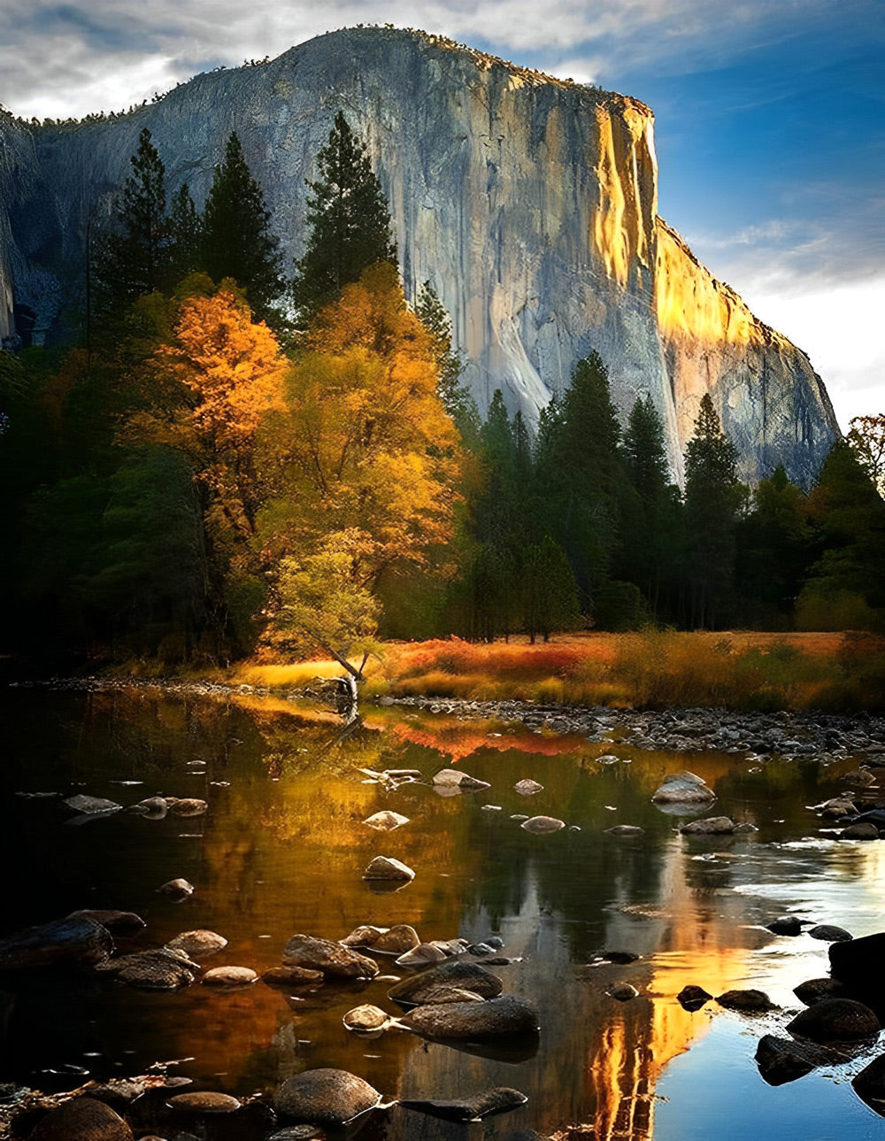 Arbres et Montagnes Broderie Diamant
