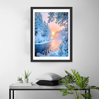 Arbres et Paysage d'Hiver Broderie Diamant