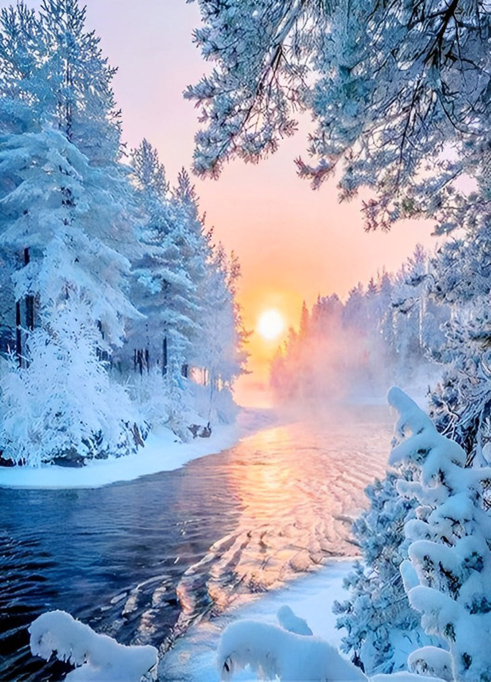 Arbres et Paysage d'Hiver Broderie Diamant