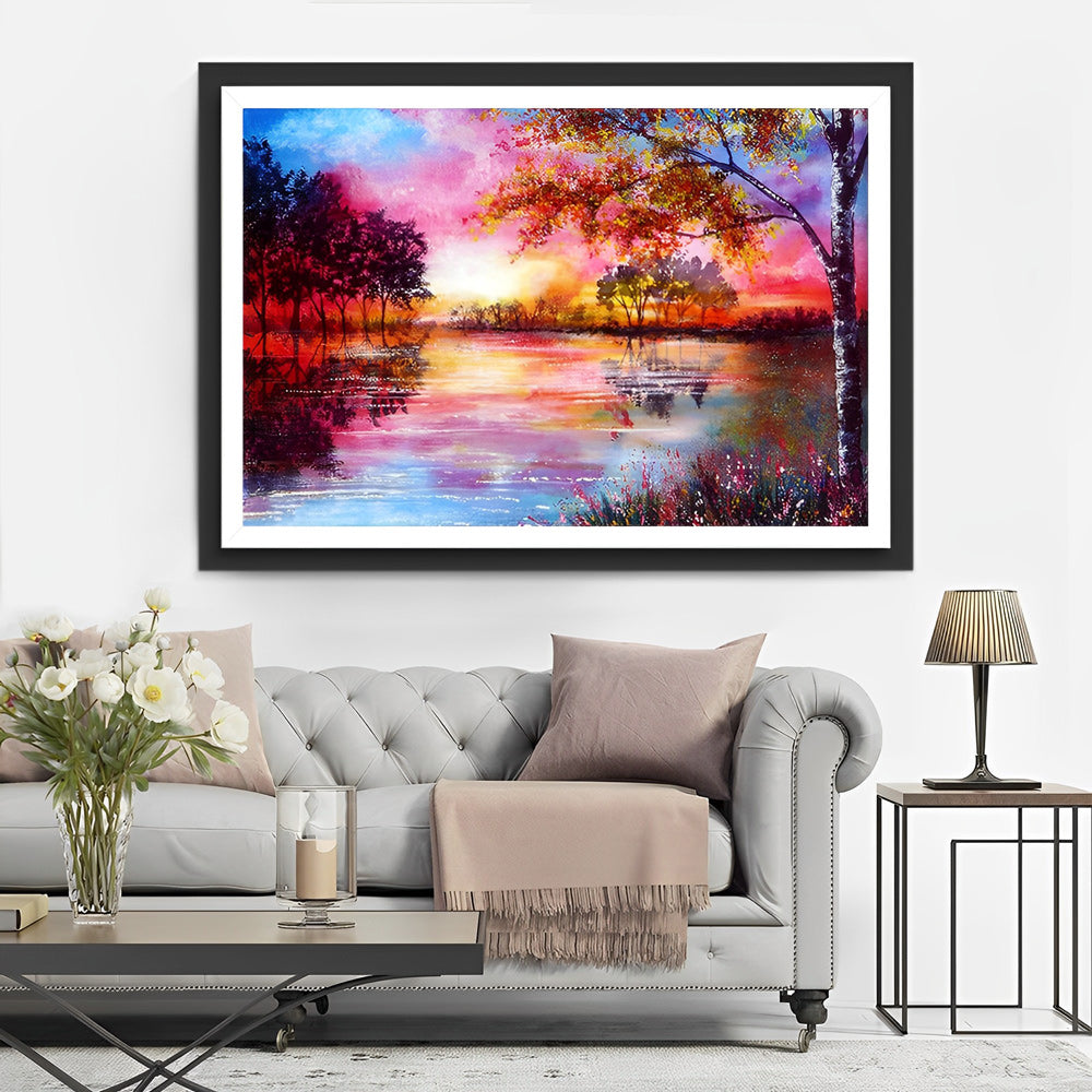 Arbres et Paysage Magnifique de Peinture à l'Huile Broderie Diamant