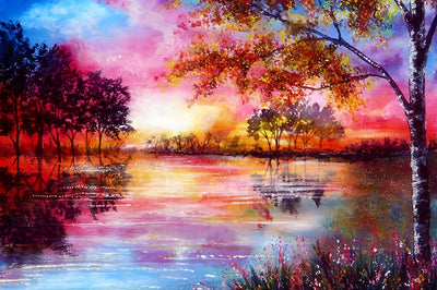 Arbres et Paysage Magnifique de Peinture à l'Huile Broderie Diamant