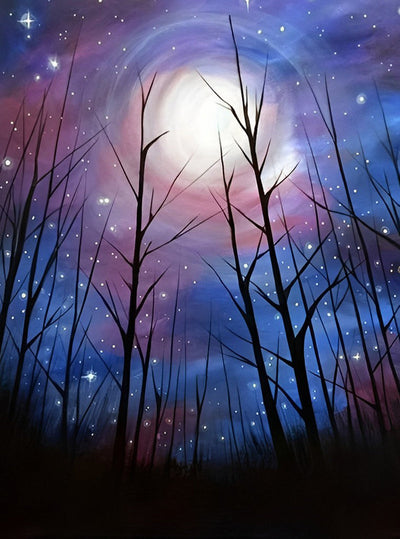 Arbres Morts et la Nuit Etoilée Broderie Diamant