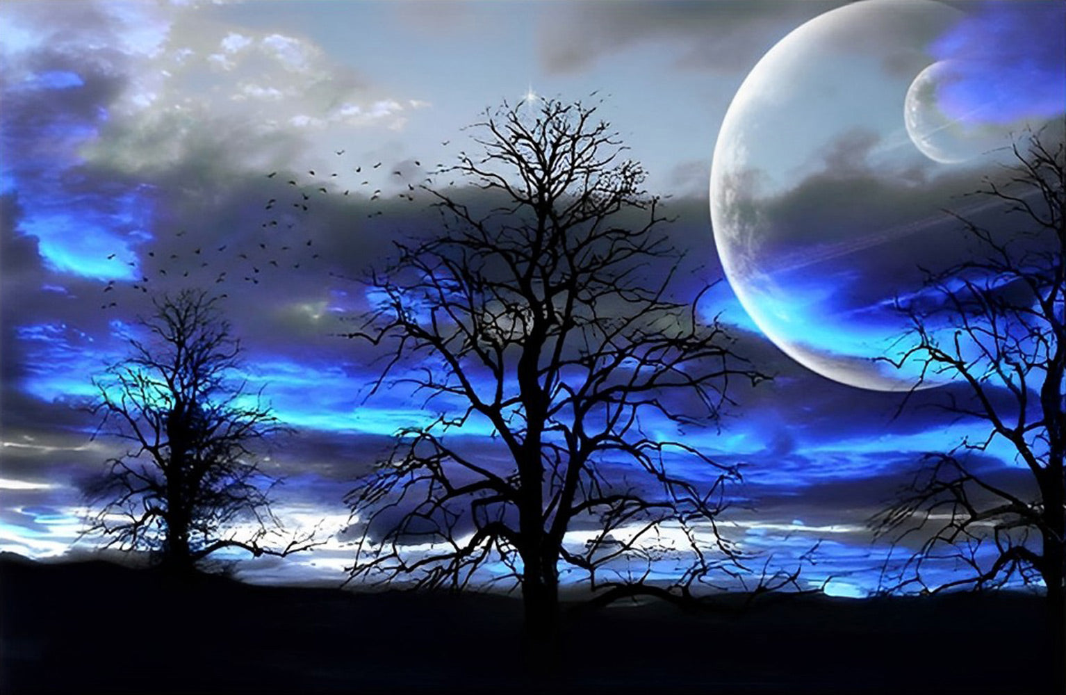 Arbres Morts et le Ciel Bleu Broderie Diamant