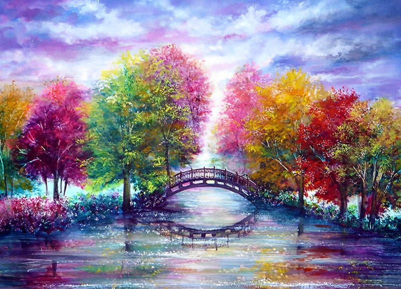 Arbres Multicolores Broderie Diamant