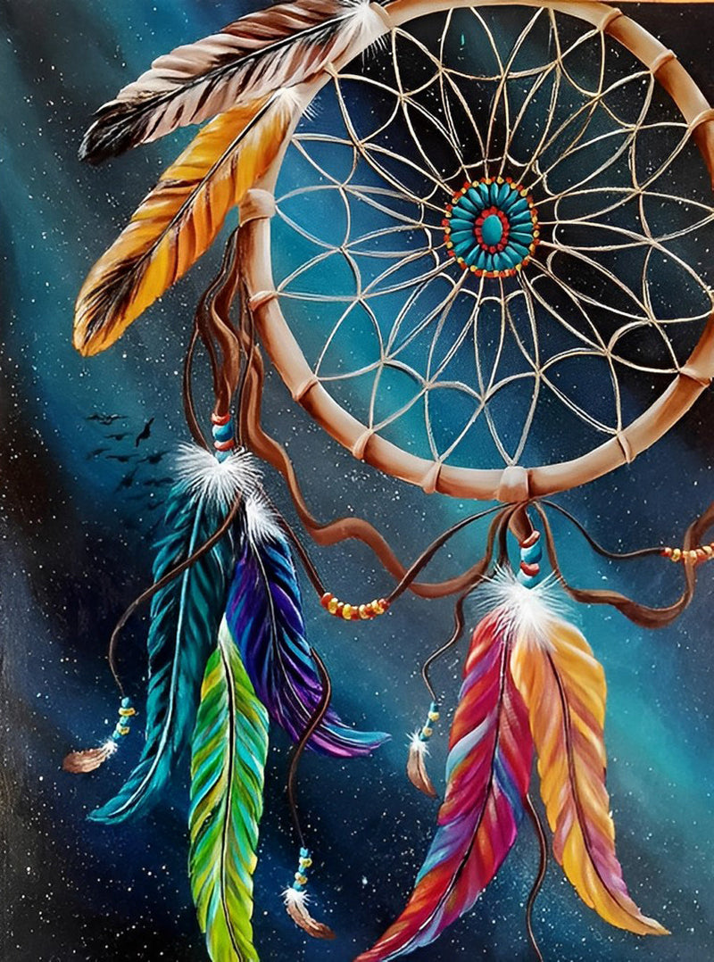 Attrape-Rêves avec des Plumes Broderie Diamant