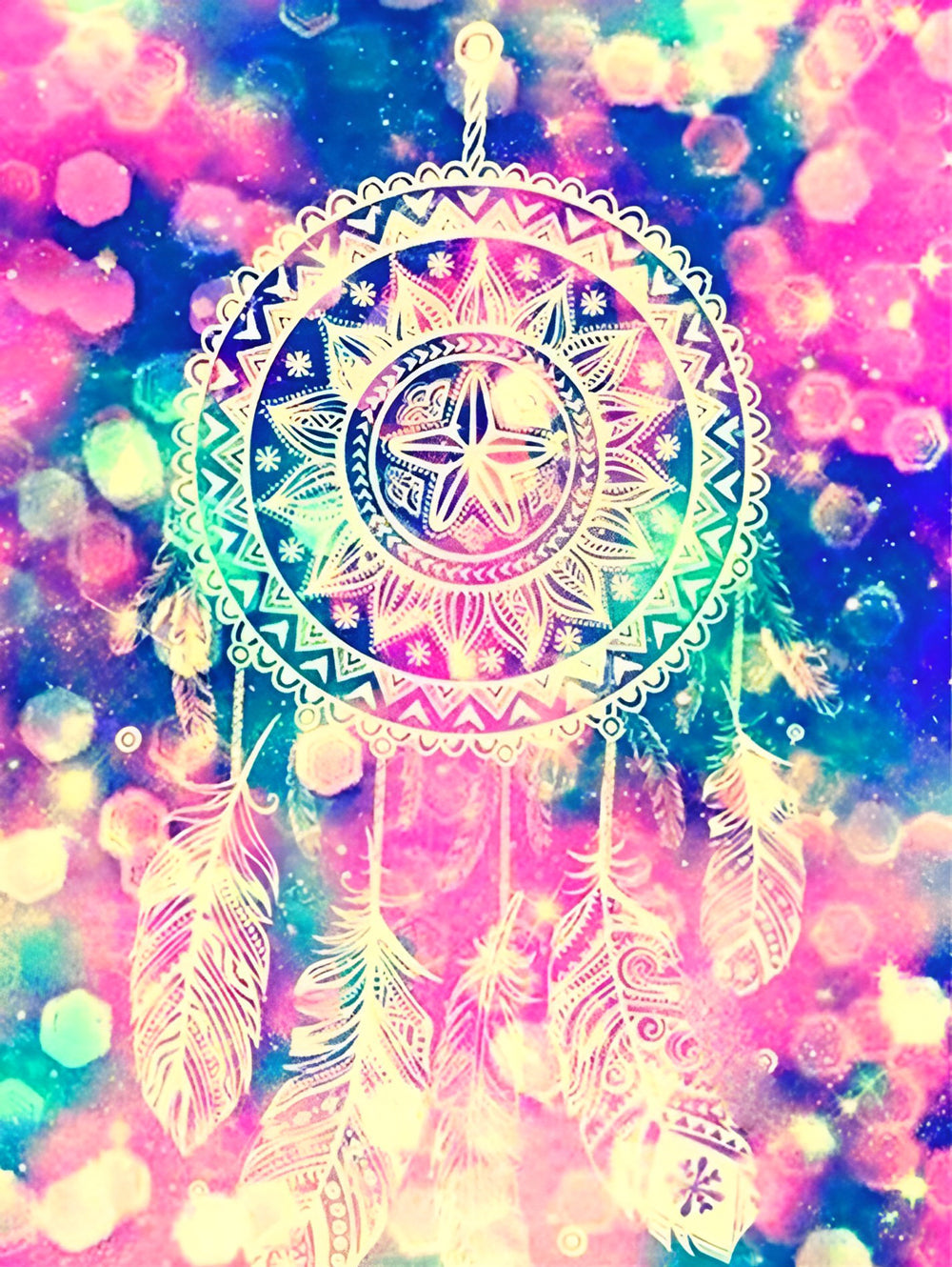 Attrape-Rêves Blanc Broderie Diamant