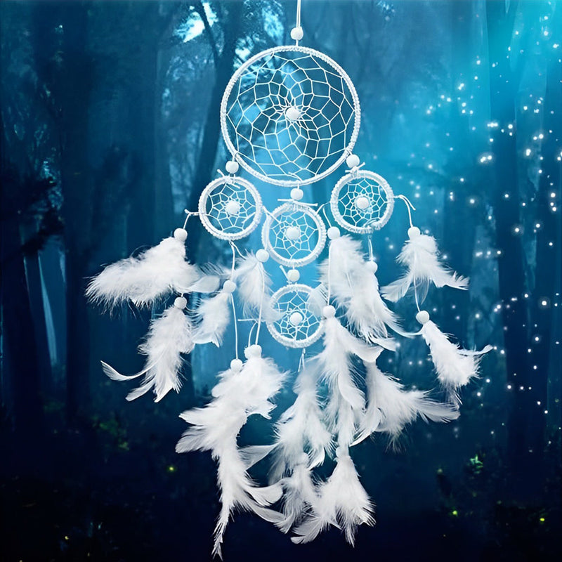 Attrape-Rêves Blanc dans la Forêt Broderie Diamant