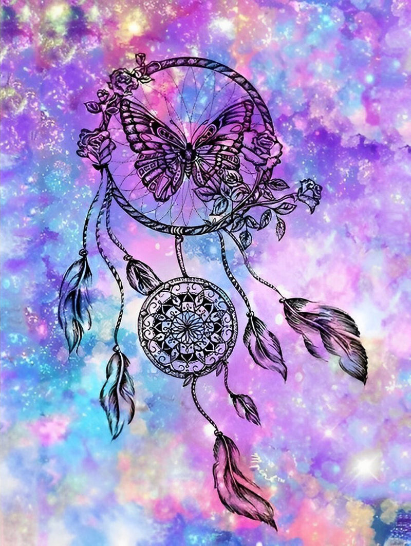 Attrape-Rêves et Papillon Noir Broderie Diamant