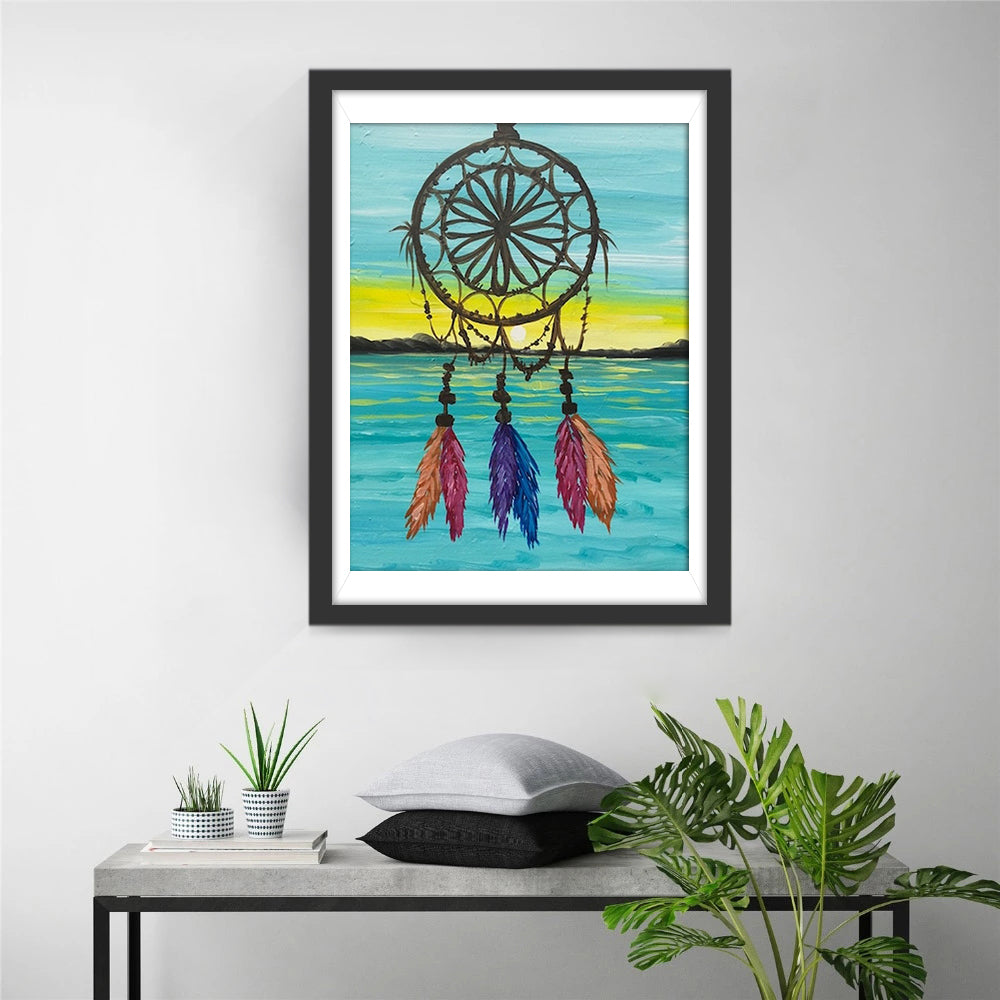 Attrape-Rêves et Plumes Colorées Broderie Diamant