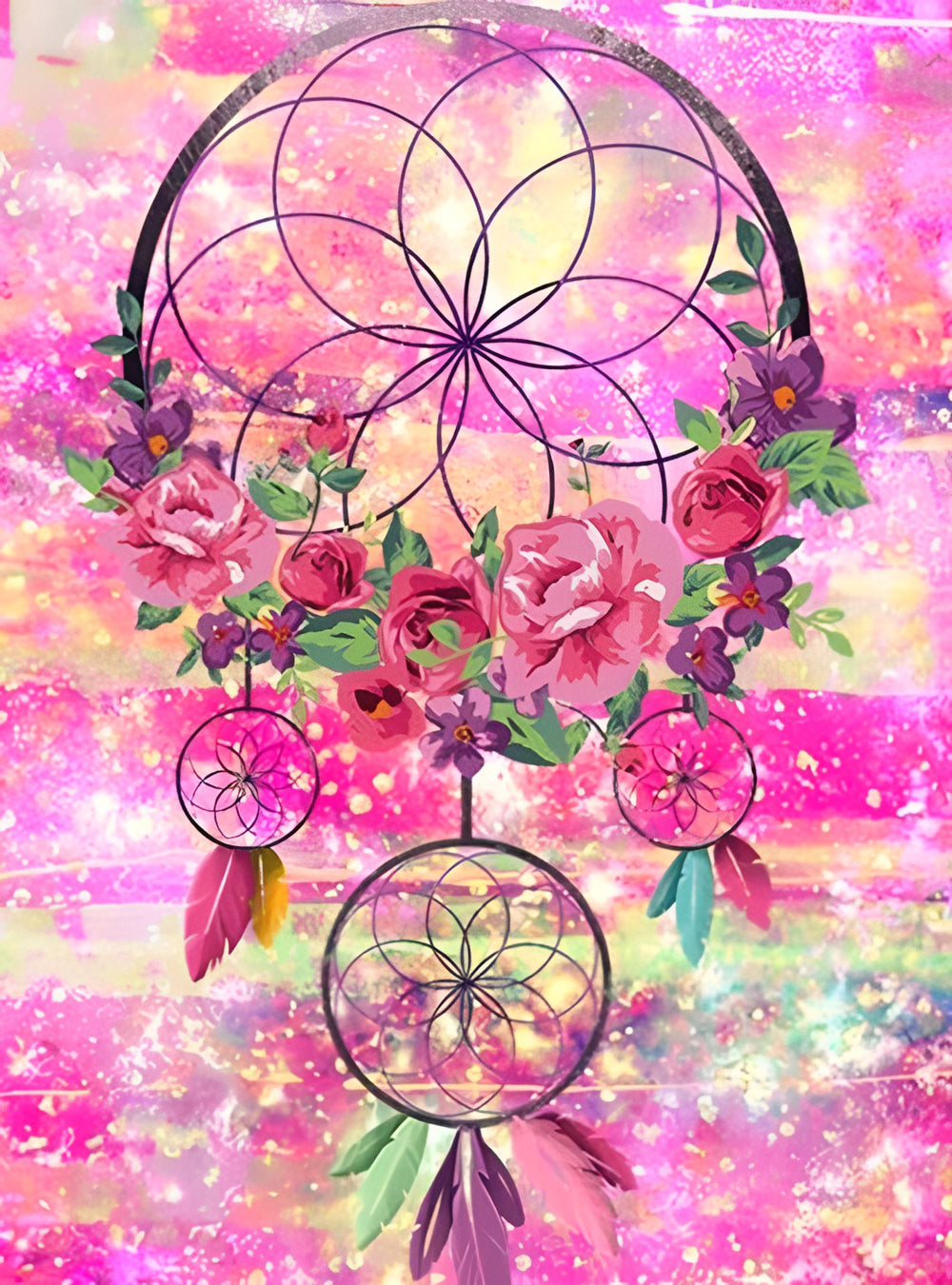 Attrape-Rêves et Roses Broderie Diamant