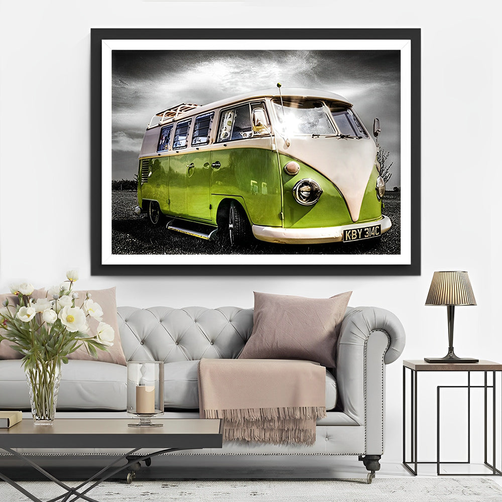 Autobus Vert Broderie Diamant