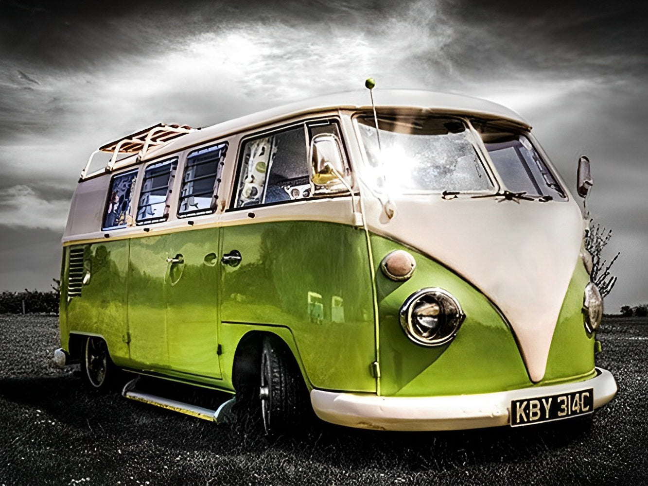 Autobus Vert Broderie Diamant