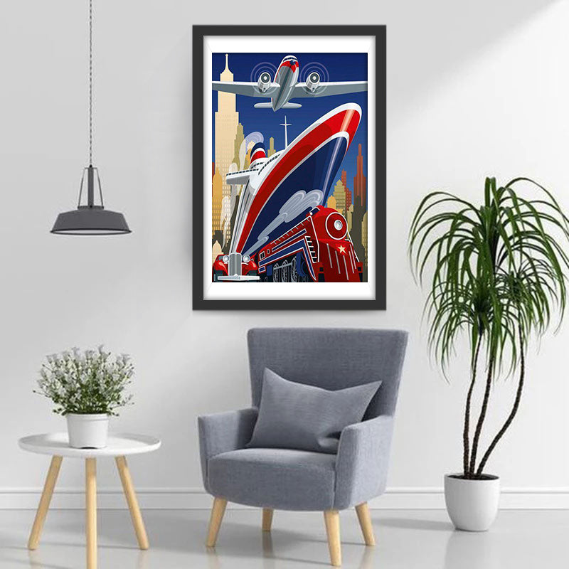 Avion, Bateau et Train Broderie Diamant