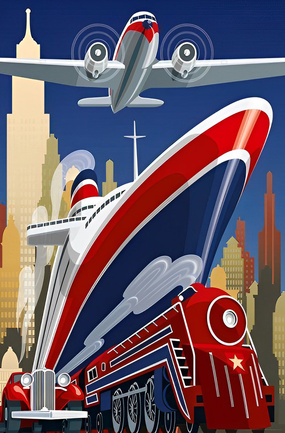 Avion, Bateau et Train Broderie Diamant