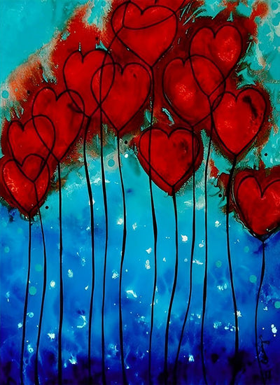 Ballons de Cœur Rouge Broderie Diamant