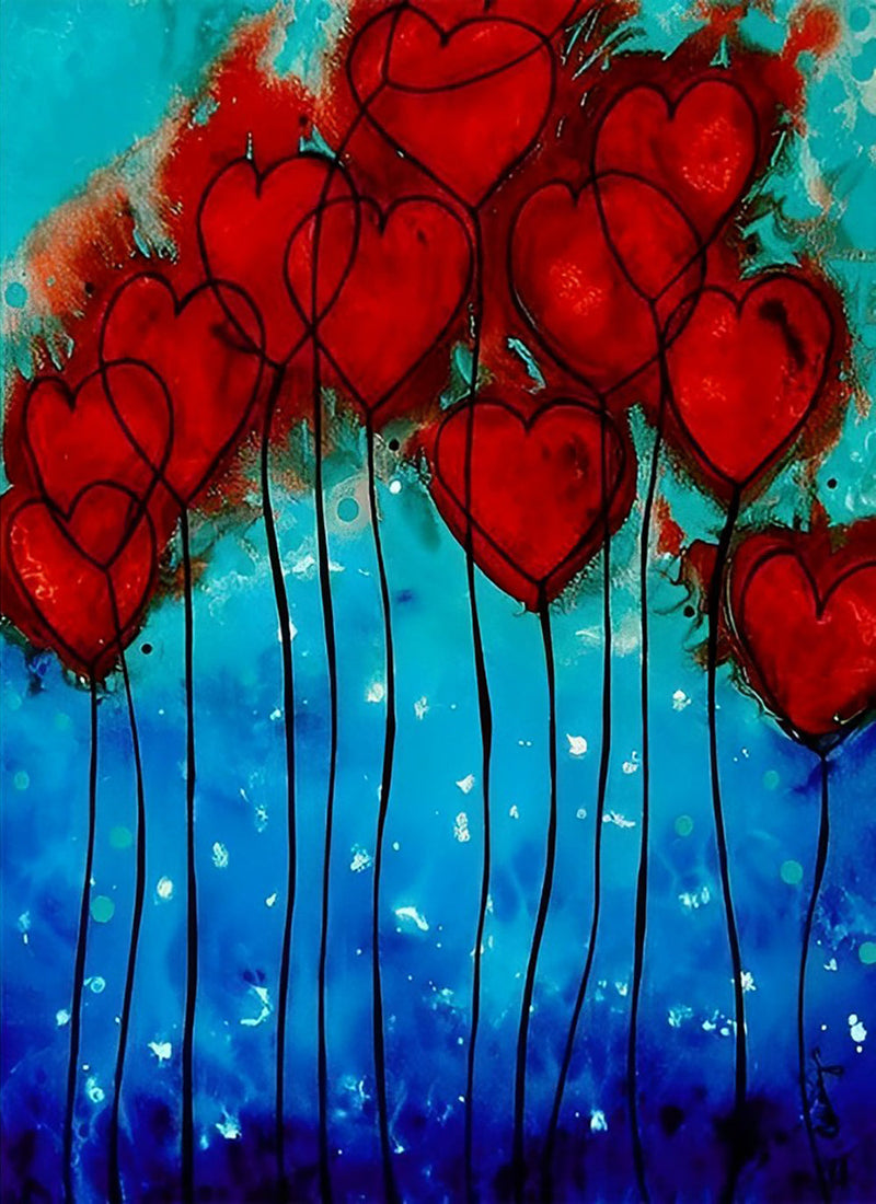 Ballons de Cœur Rouge Broderie Diamant