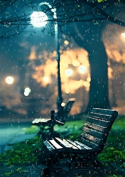 Banc sous la Pluie Broderie Diamant