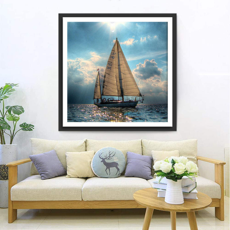 Bateau à Voile Broderie Diamant