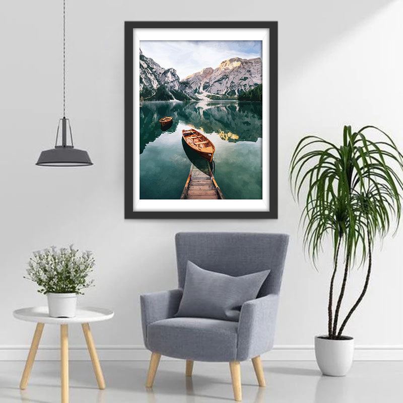 Bateaux et Lac Broderie Diamant