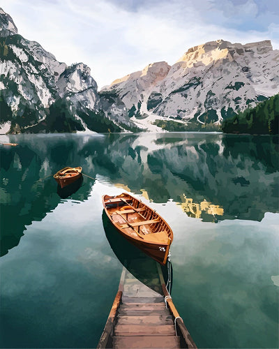 Bateaux et Lac Broderie Diamant