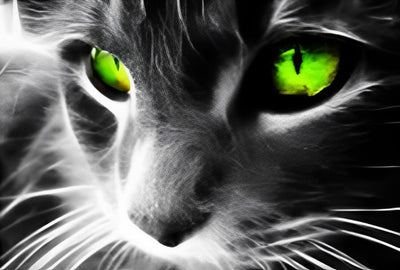 Beau Chat aux Yeux Verts Broderie Diamant