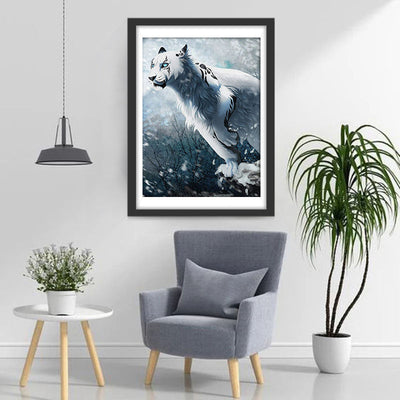 Beau Léopard des Neiges Broderie Diamant