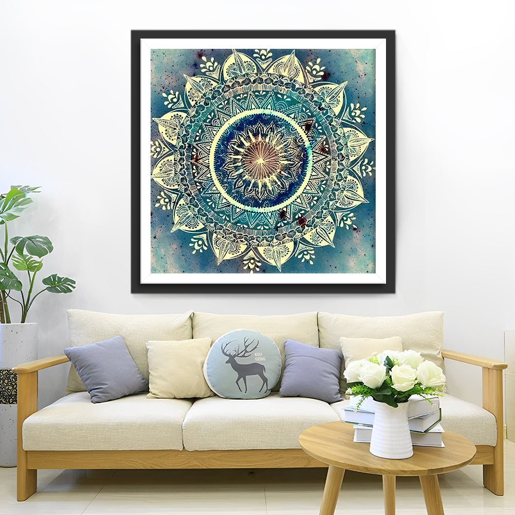 Beau Mandala Bleu Broderie Diamant
