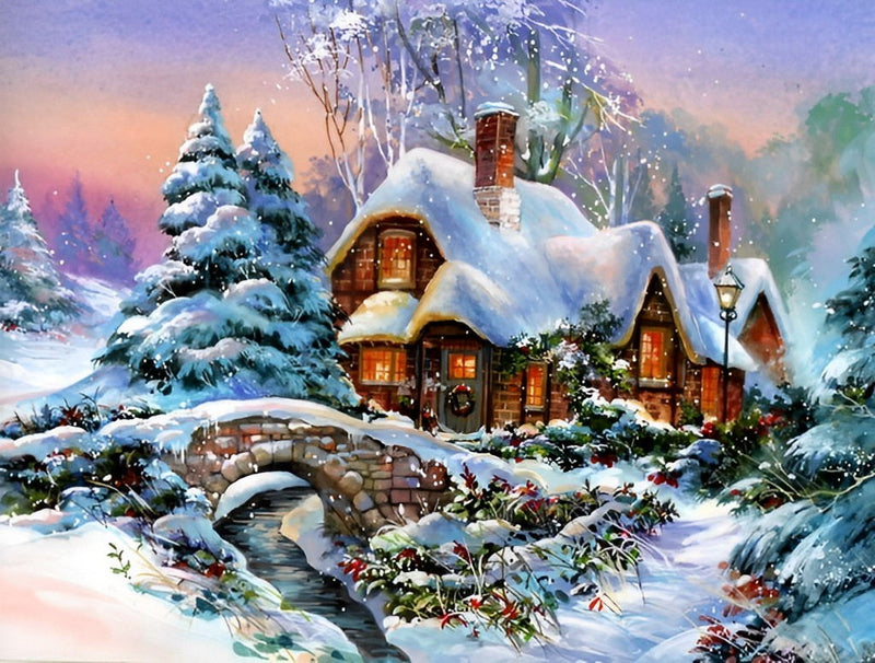 Beau Paysage de la Fête de Noël Broderie Diamant