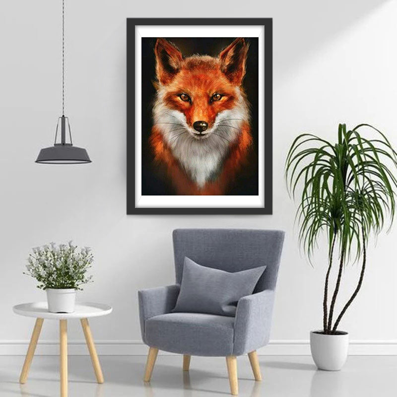 Beau Renard Roux Broderie Diamant