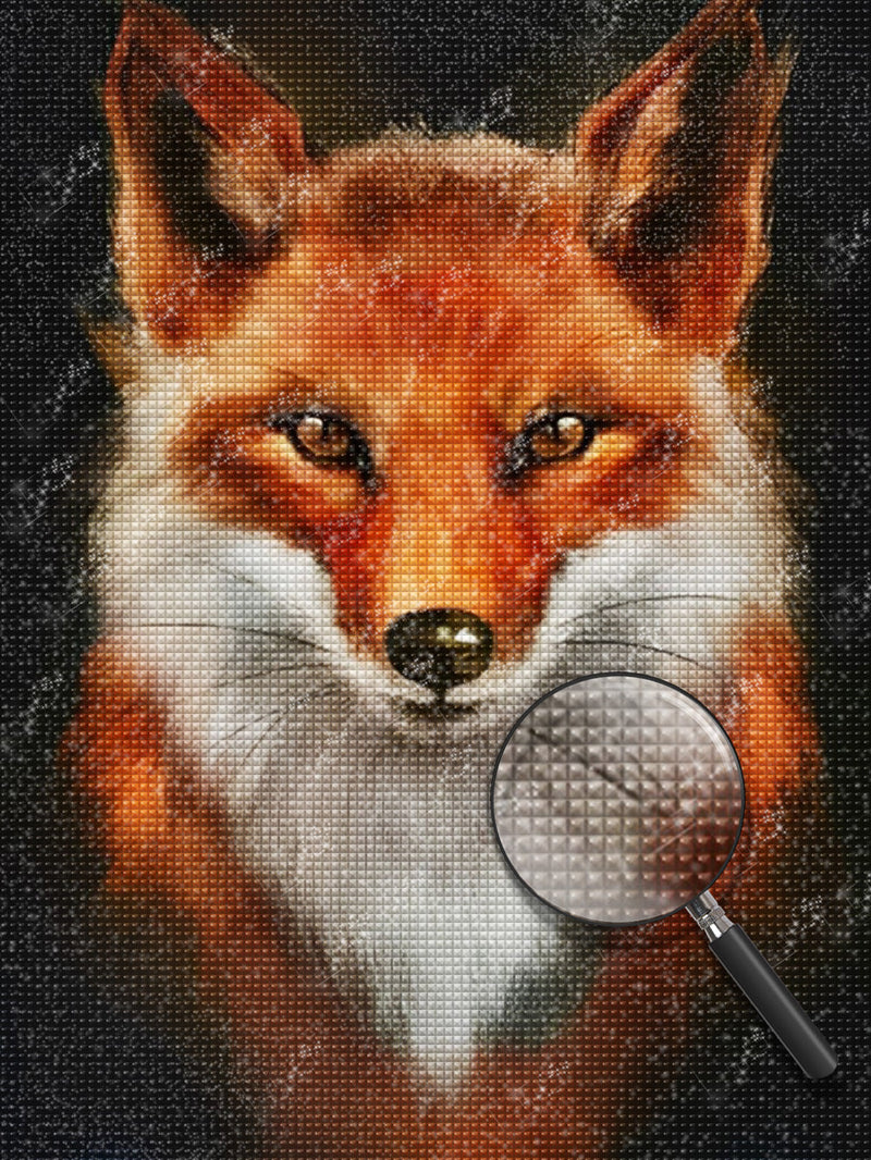 Beau Renard Roux Broderie Diamant