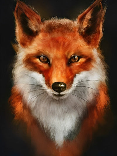 Beau Renard Roux Broderie Diamant