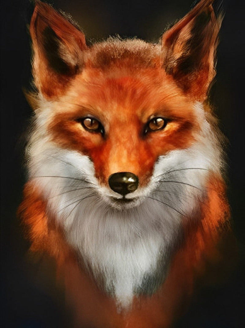 Beau Renard Roux Broderie Diamant
