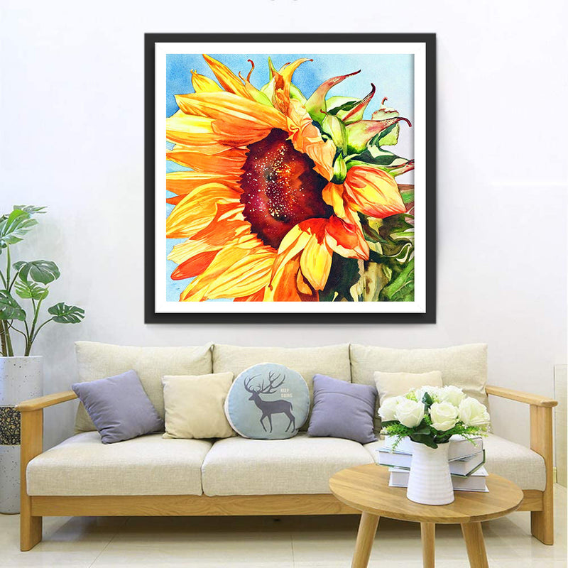 Beau Tournesol Dessiné Broderie Diamant