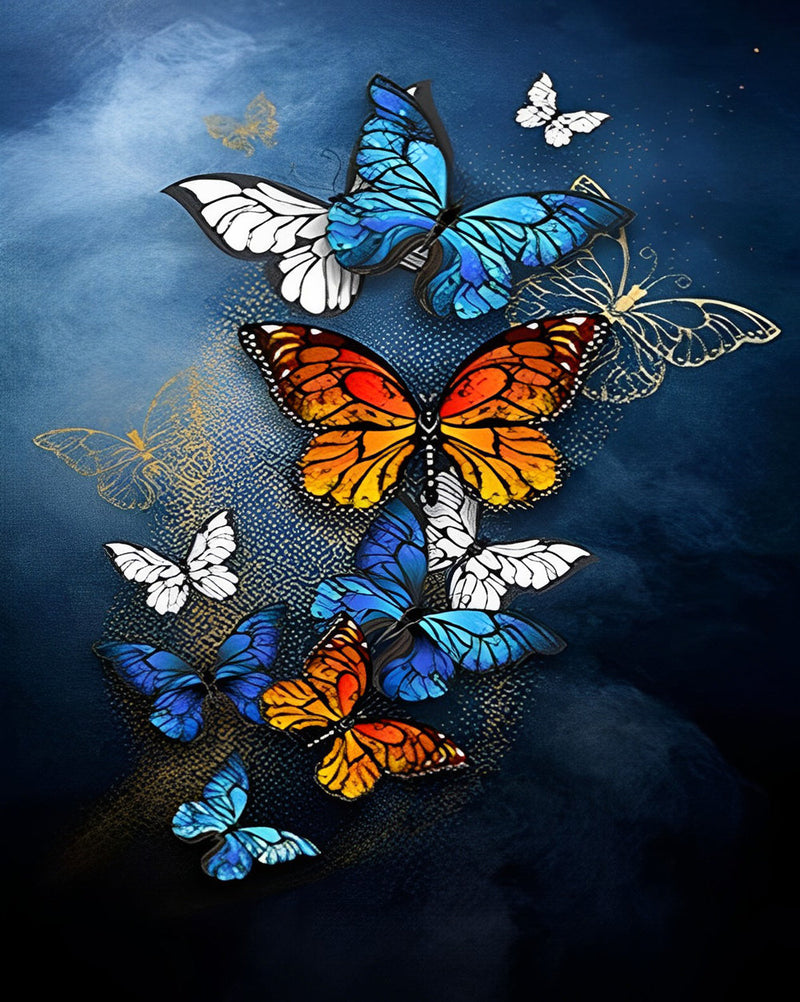 Beaux Papillons Variés Volant Broderie Diamant