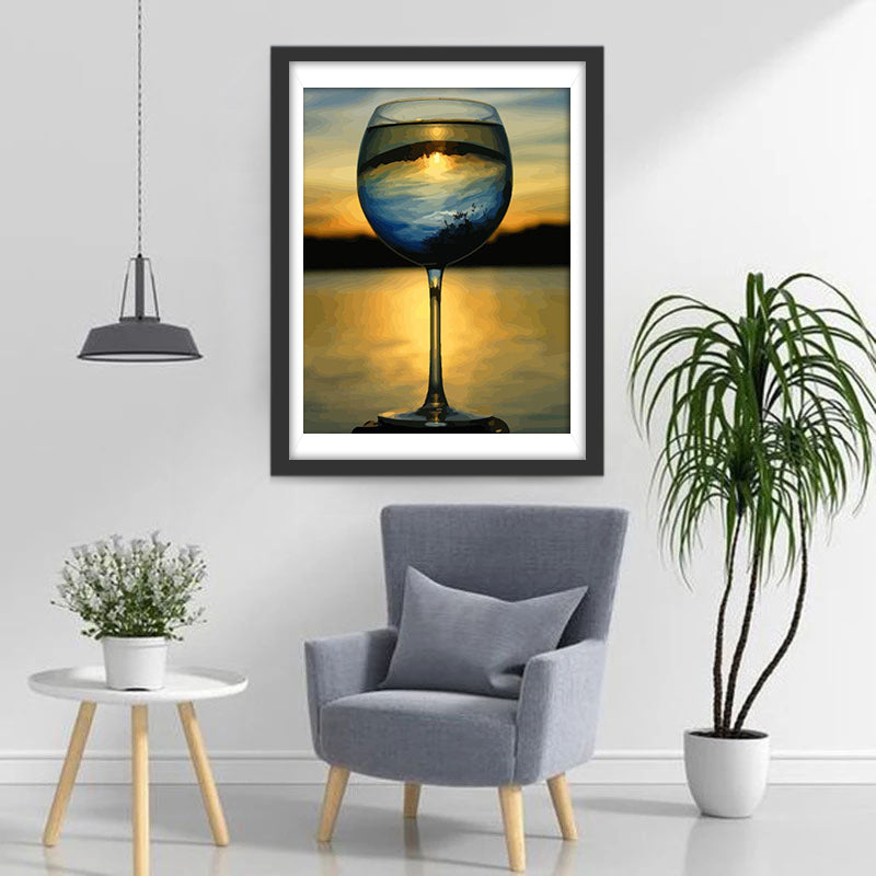 Beaux Paysages dans un Verre Broderie Diamant