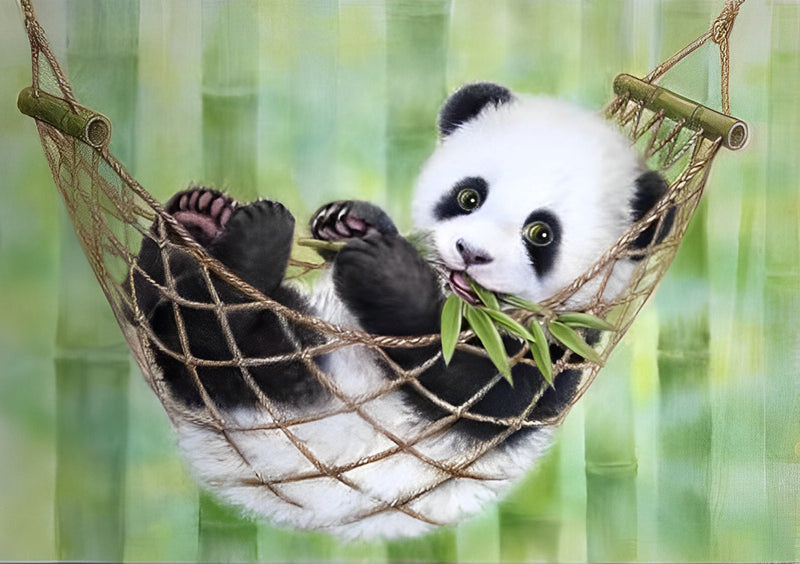Bébé Panda sur Hamac Broderie Diamant
