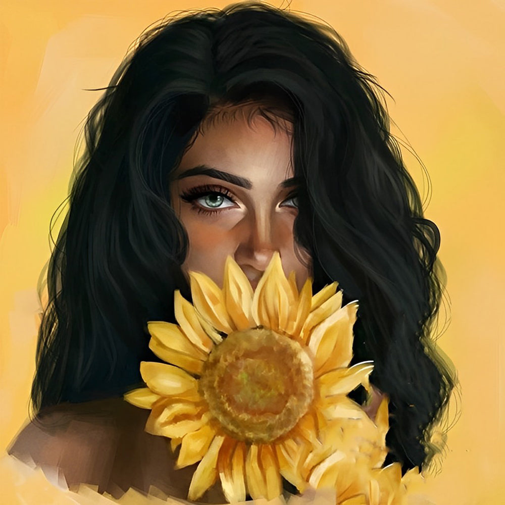 Belle Femme et Tournesol Broderie Diamant