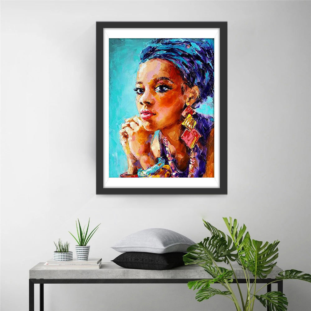 Belle Fille Africaine Broderie Diamant