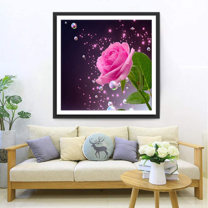 Belle Rose avec des Rosées Broderie Diamant