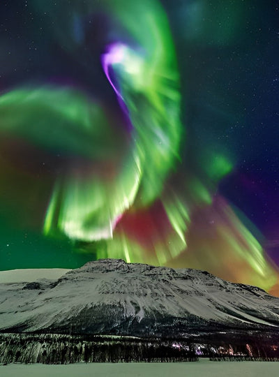 Belles Aurores Vertes et Montagnes Broderie Diamant