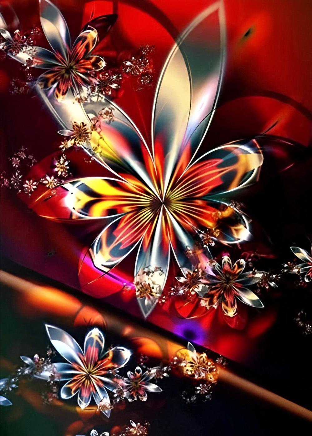 Belles Fleurs d'Argent Broderie Diamant