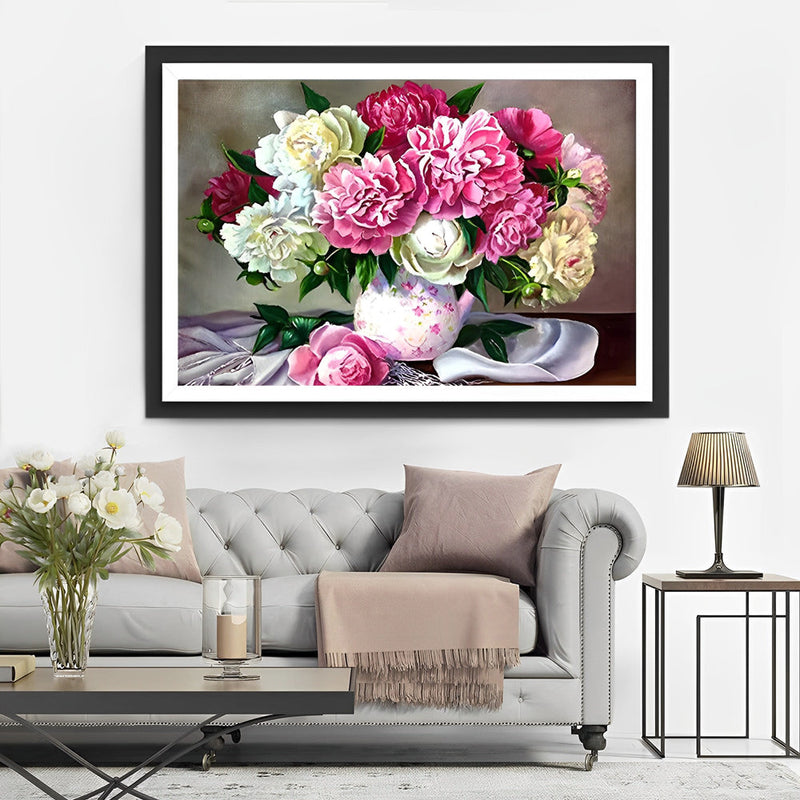 Belles Pivoine Colorées Broderie Diamant
