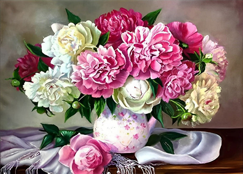 Belles Pivoine Colorées Broderie Diamant